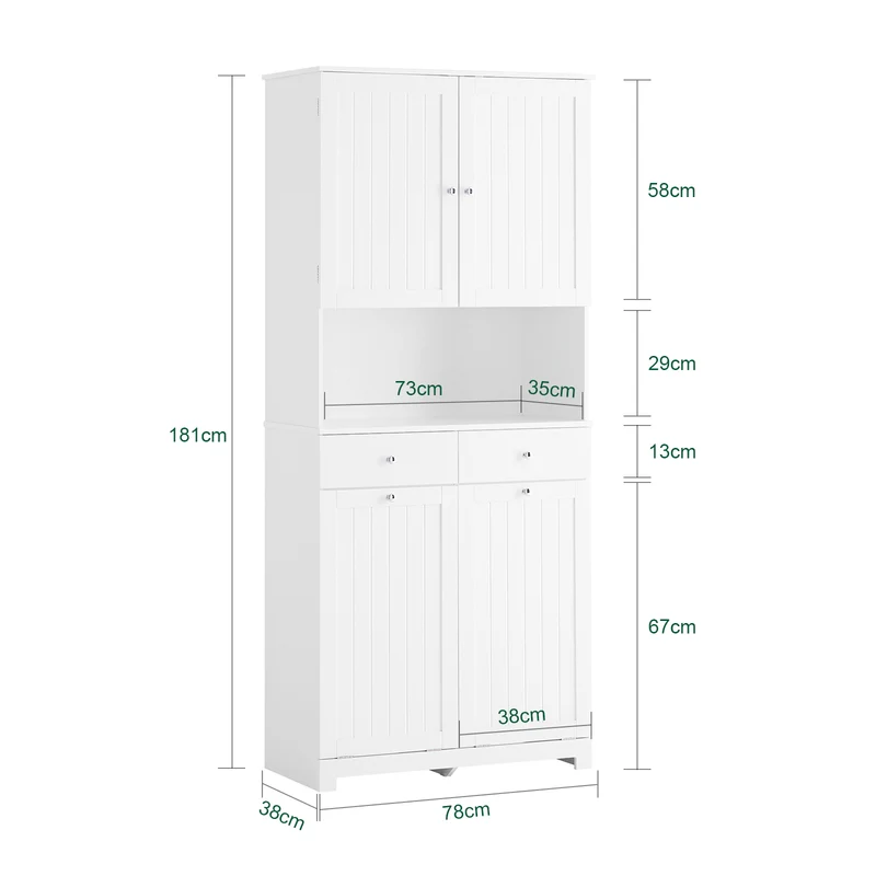 SoBuy BZR215-W Armario Alto de Baño con 2 Cestos para Ropa y 2 Cajones Blanco
