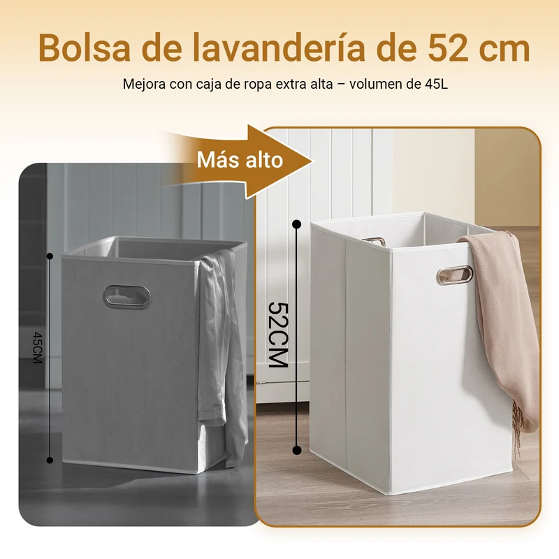 SoBuy BZR215-W Armario Alto de Baño con 2 Cestos para Ropa y 2 Cajones Blanco