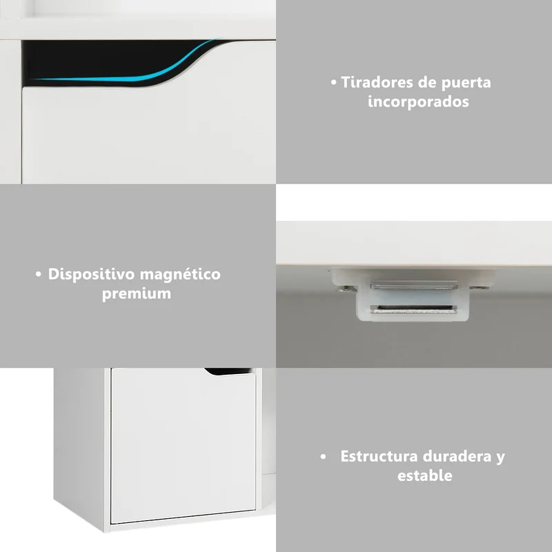 Costway - Estanteria salon, Armario oficina, de 6 Cubos y Puertas, Estanteria Libros, con 3 Niveles para Libros Juguetes y Decoraciones, Blanco