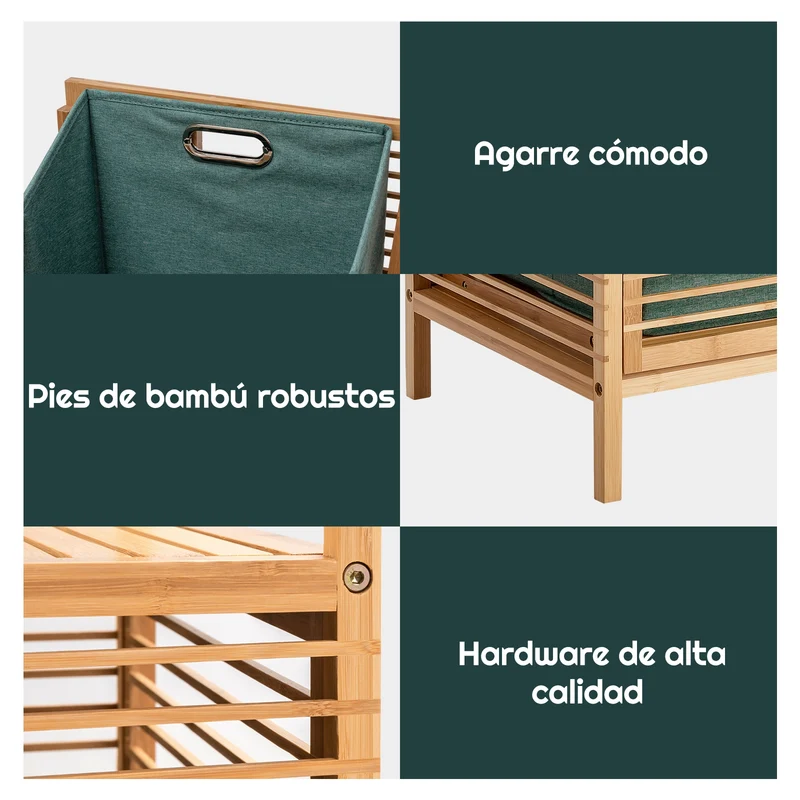 Costway - Estanteria Baño, Mueble ropa Sucia, Estante Baño, Armario Baño, Cesto ropa Sucia, Estante de Bambú para Baño Lavandería y Armario, Natural