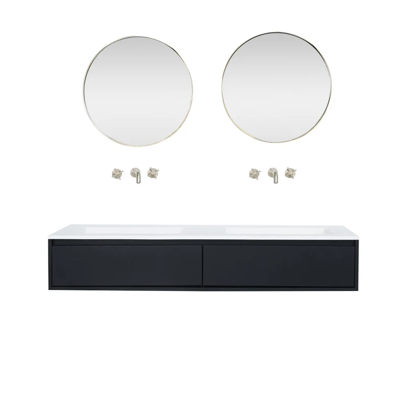 Conjunto de baño Ann mueble corto Negro - Julian Blanco Mate - 150 cm