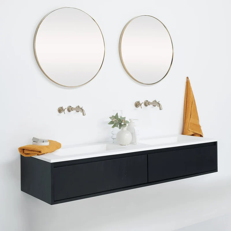 Conjunto de baño Ann mueble corto Negro - Julian Blanco Mate - 150 cm