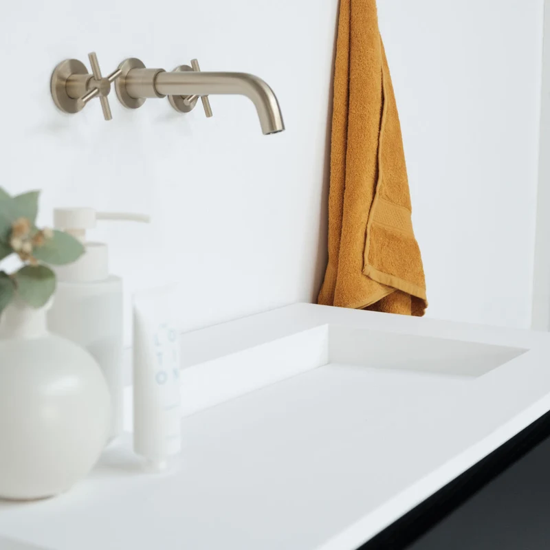 Conjunto de baño Ann mueble corto Negro - Julian Blanco Mate - 150 cm
