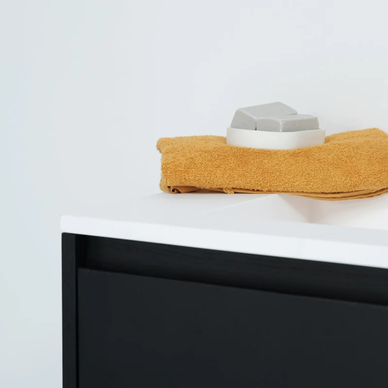 Conjunto de baño Ann mueble corto Negro - Julian Blanco Mate - 150 cm