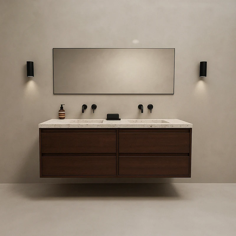 Mueble de baño - Fien - Madera ahumada - 150 cm
