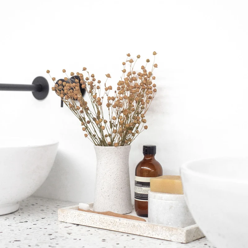 Mobiliario de baño Terrazzo Ann - Mueble Roble - Lavabo de porcelana Alexis I
