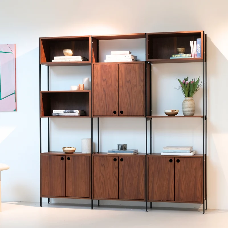 Sarzeau - Mueble de pared vintage con 3 piezas - Nogal