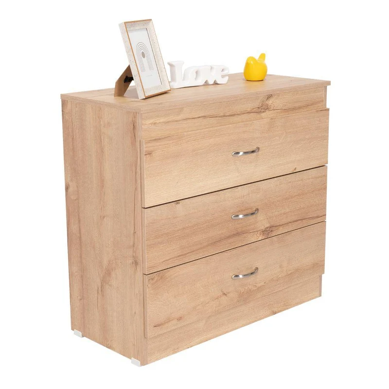 Set de 2 Organizadores Conor, Beige y Blanco, con Tres Cajones Organizadores y Manijas Metálicas