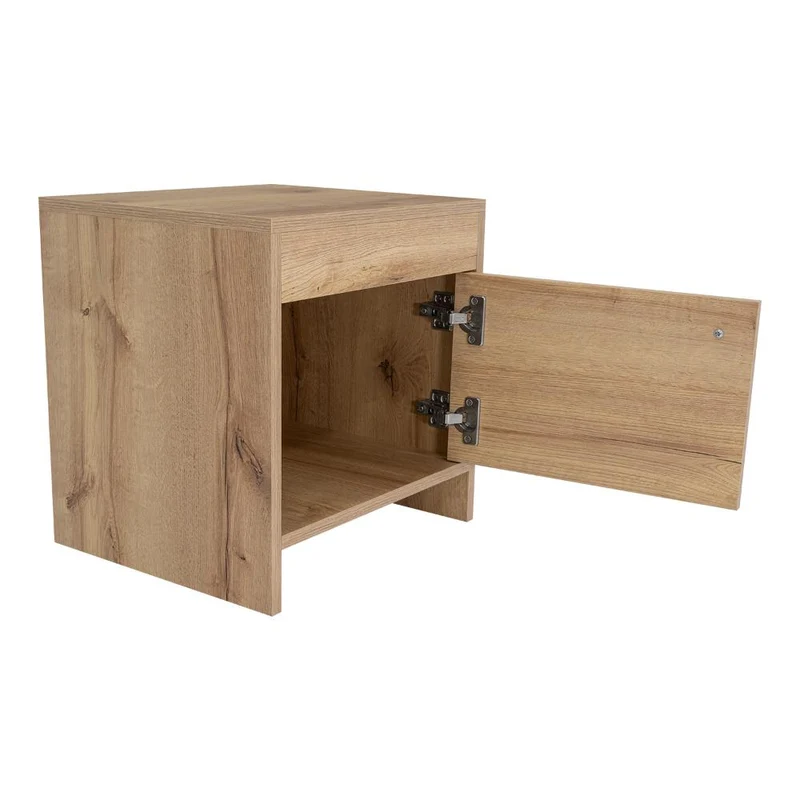 Set de 2 Mesas de Noche Tutto, Café Claro, con Cajón para Guardar Objetos Ideal para Espacios Reducidos
