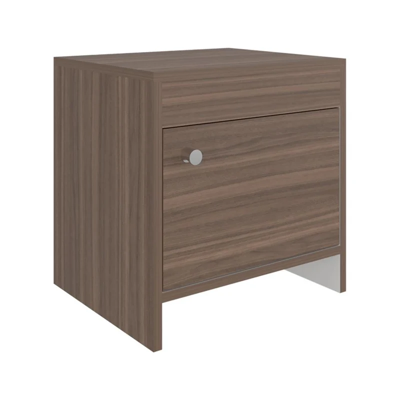 Set de 2 Mesas de Noche Tutto, Avellana y Blanco, con Cajón para Guardar Objetos Ideal para Espacios Reducidos