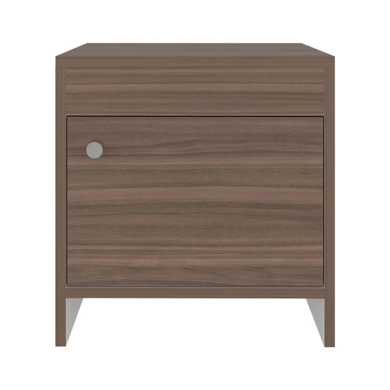 Set de 2 Mesas de Noche Tutto, Avellana y Blanco, con Cajón para Guardar Objetos Ideal para Espacios Reducidos