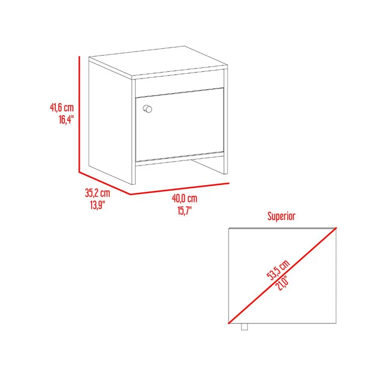 Set de 2 Mesas de Noche Tutto, Avellana y Blanco, con Cajón para Guardar Objetos Ideal para Espacios Reducidos