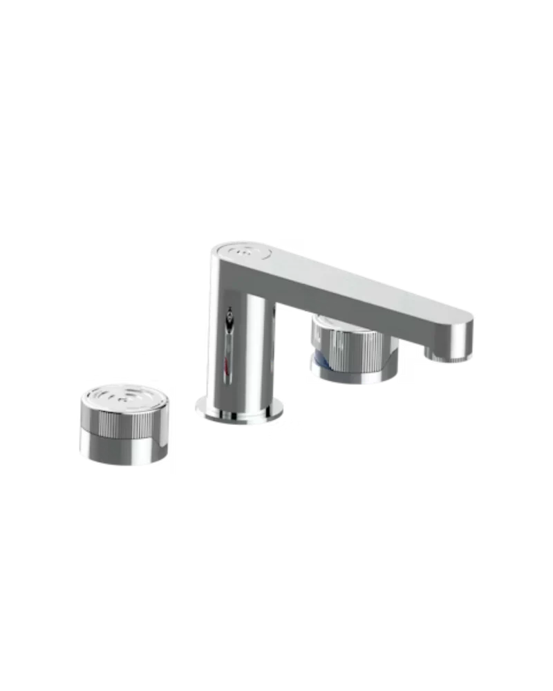 Grifo mezclador de lavabo de 3 orificios con desagüe Zoom