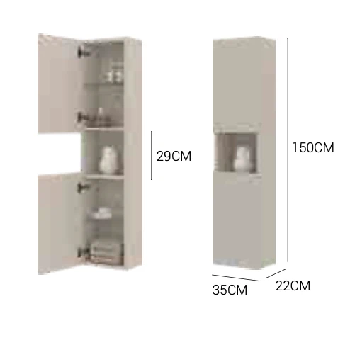 Columna Suspendida 2 Puertas 1 Hueco Kimono - Maderó Atelier Estilo Moderno