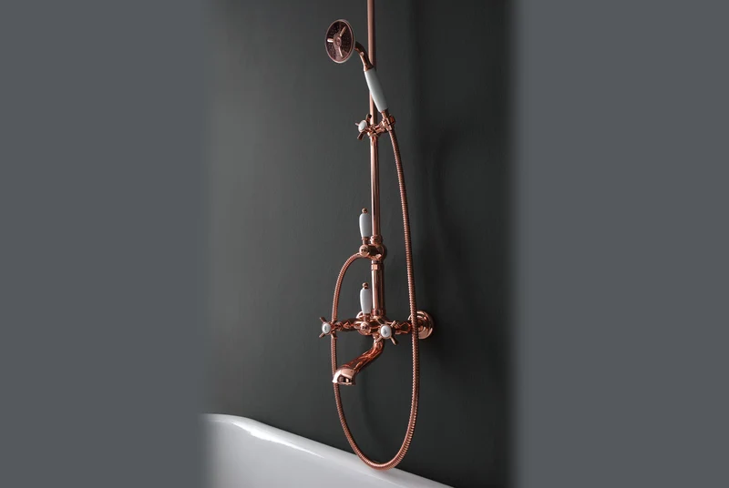 Grifería Bañera Pared con Cabezal Ducha RV113 Fifties Vintage | Latón Balneo Toscia