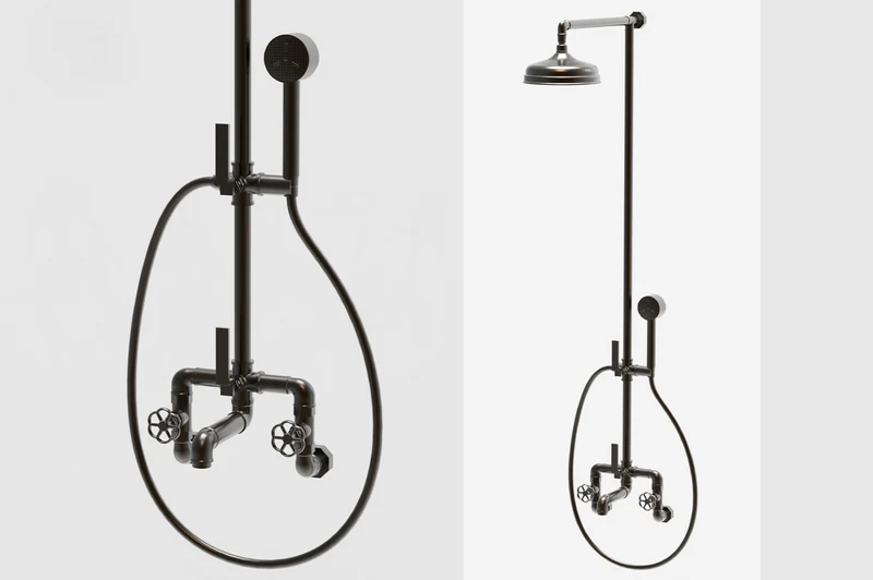 Grifería Bañera Pared RV313 Industrial Columna Ducha | Latón Balneo Toscia