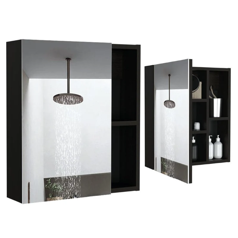 Set de 2 Gabinetes de Baño Delhi, Wengue, con Puerta Espejo y Varios Entrepaños