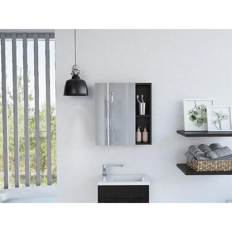 Set de 2 Gabinetes de Baño Delhi, Wengue, con Puerta Espejo y Varios Entrepaños