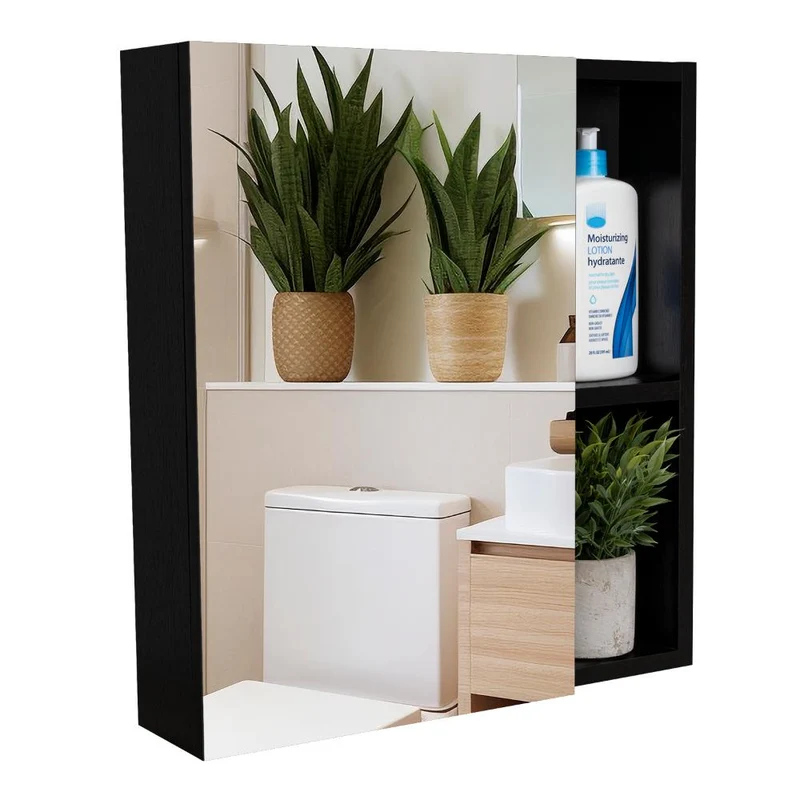 Set de 2 Gabinetes de Baño Delhi, Wengue, con Puerta Espejo y Varios Entrepaños