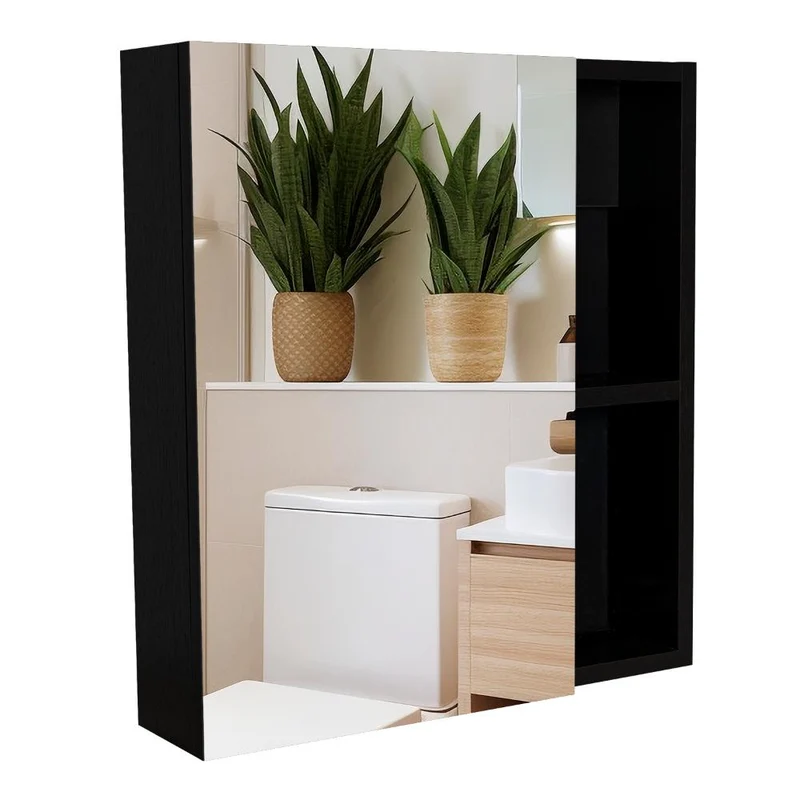 Set de 2 Gabinetes de Baño Delhi, Wengue, con Puerta Espejo y Varios Entrepaños