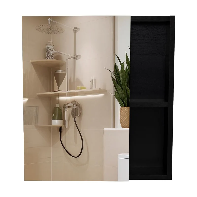 Set de 2 Gabinetes de Baño Delhi, Wengue, con Puerta Espejo y Varios Entrepaños
