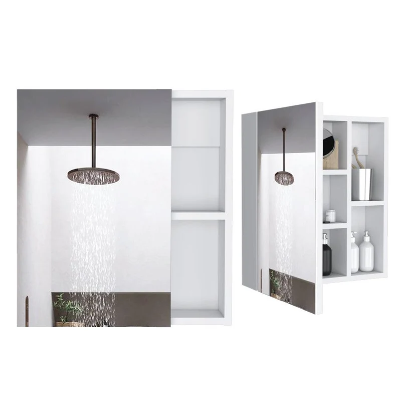 Set de 2 Gabinetes de Baño Delhi, Blanco, con Puerta Espejo y Varios Entrepaños