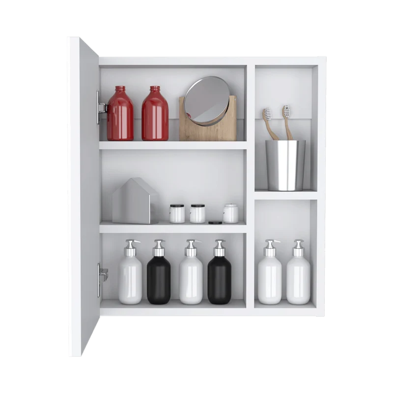 Set de 2 Gabinetes de Baño Delhi, Blanco, con Puerta Espejo y Varios Entrepaños