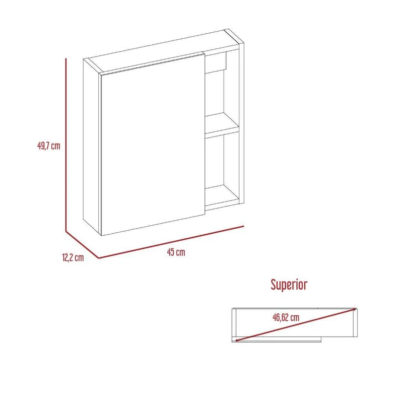 Set de 2 Gabinetes de Baño Delhi, Blanco, con Puerta Espejo y Varios Entrepaños