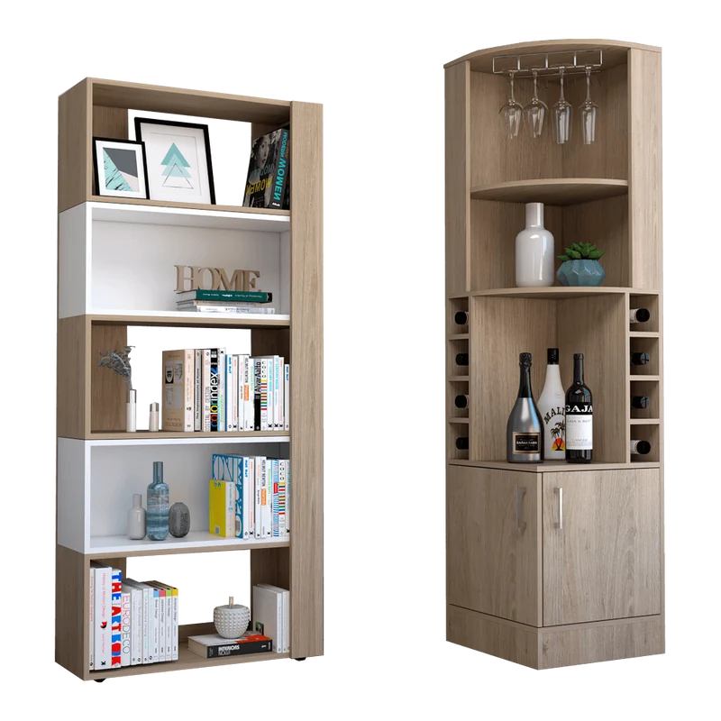 Combo para Sala Sneek, Incluye Bar Esquinero y Biblioteca Cubo