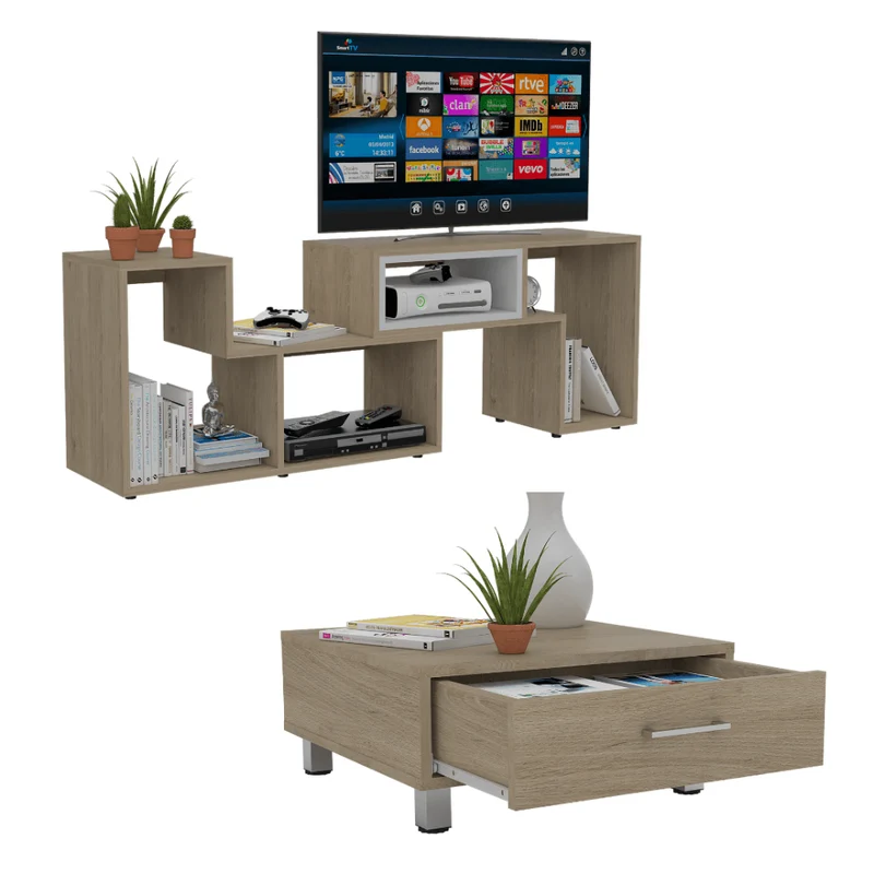 Combo para Sala Marbella, Incluye Mesa para TV y Mesa de Centro
