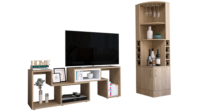 Combo para Sala Emmen, Incluye Bar Esquinero y Mesa para TV