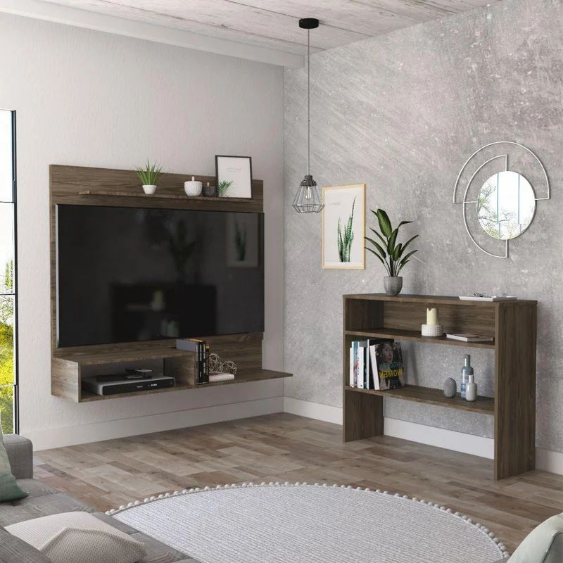 Combo para Sala Barlac, Incluye Panel TV y Mesa Auxiliar