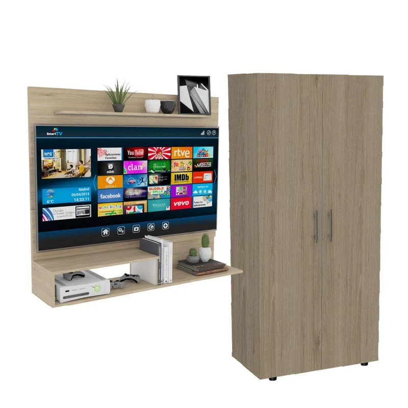 Combo para Habitación Raichel, Incluye Panel de TV y Clóset