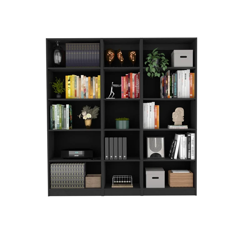 Combo de Bibliotecas Home, Wengue Incluye Tres Bibliotecas sin Puertas