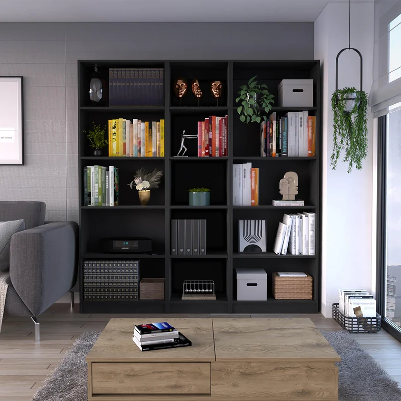 Combo de Bibliotecas Home, Wengue Incluye Tres Bibliotecas sin Puertas
