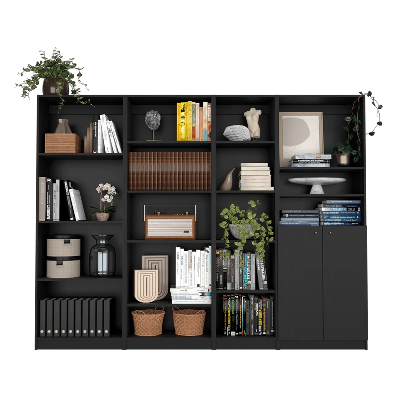 Combo de Bibliotecas Home, Wengue, Incluye Cuatro Bibliotecas.
