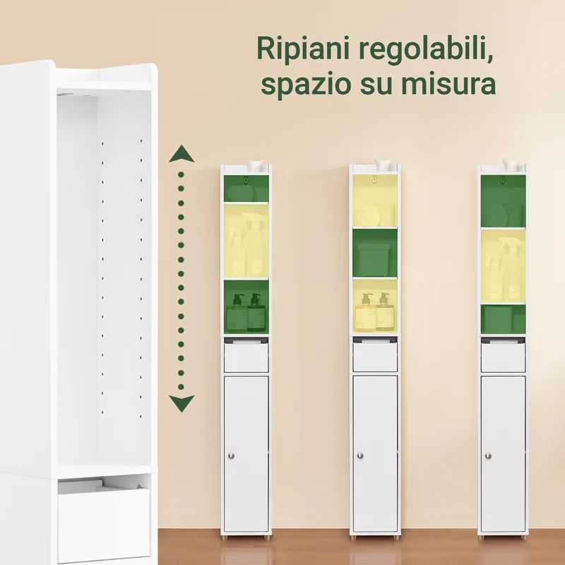 SoBuy BZR34-K-W Mueble columna de Baño Armario Almacenaje para Espacios Pequeños 20x20x145cm Blanco