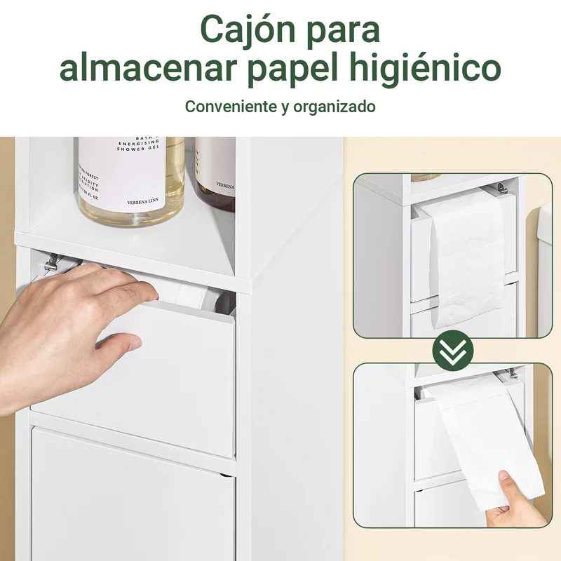SoBuy BZR34-K-W Mueble columna de Baño Armario Almacenaje para Espacios Pequeños 20x20x145cm Blanco