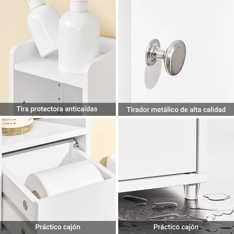 SoBuy BZR34-K-W Mueble columna de Baño Armario Almacenaje para Espacios Pequeños 20x20x145cm Blanco