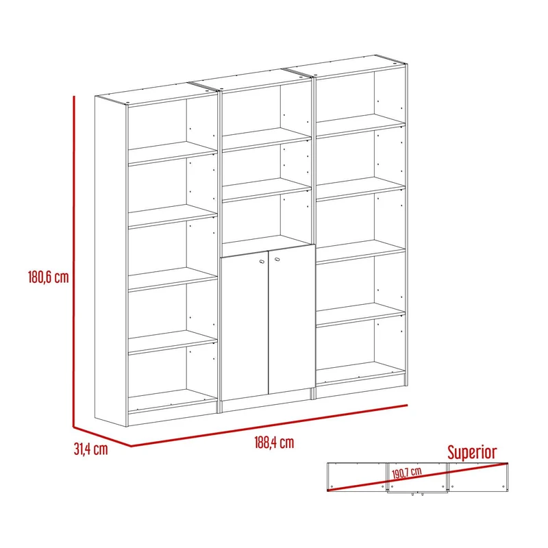 Combo de Bibliotecas Home, Wengue Incluye Tres Bibliotecas