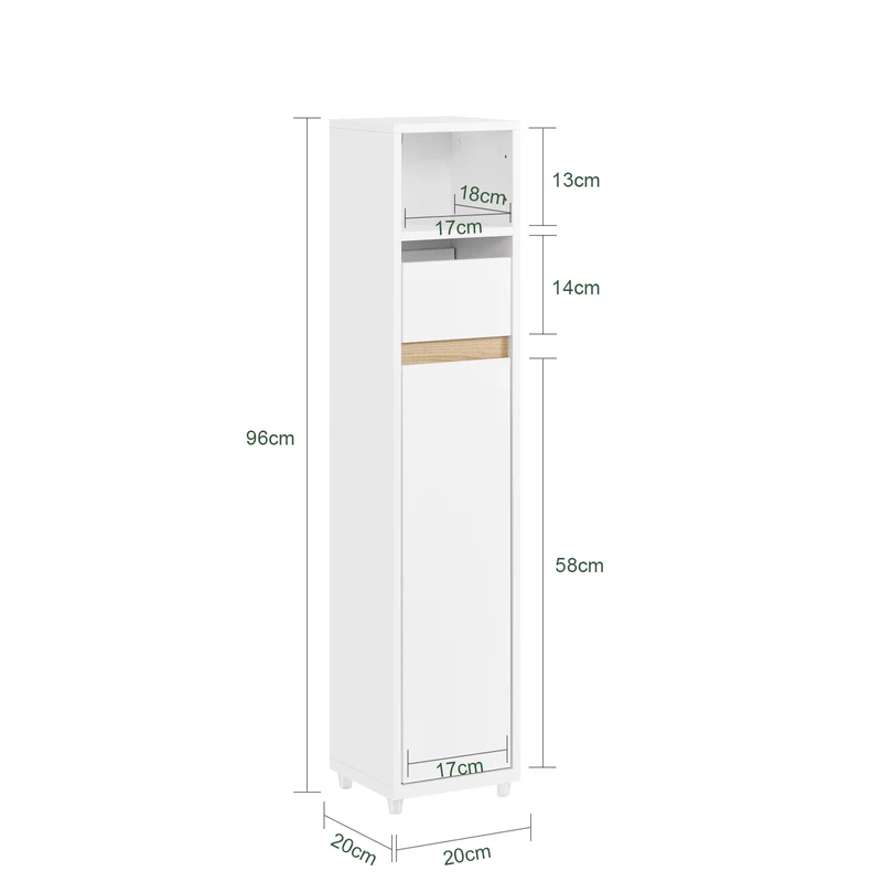 SoBuy BZR151-W Armario de Baño para Espacios Estrechos Blanco 20x96x20 cm