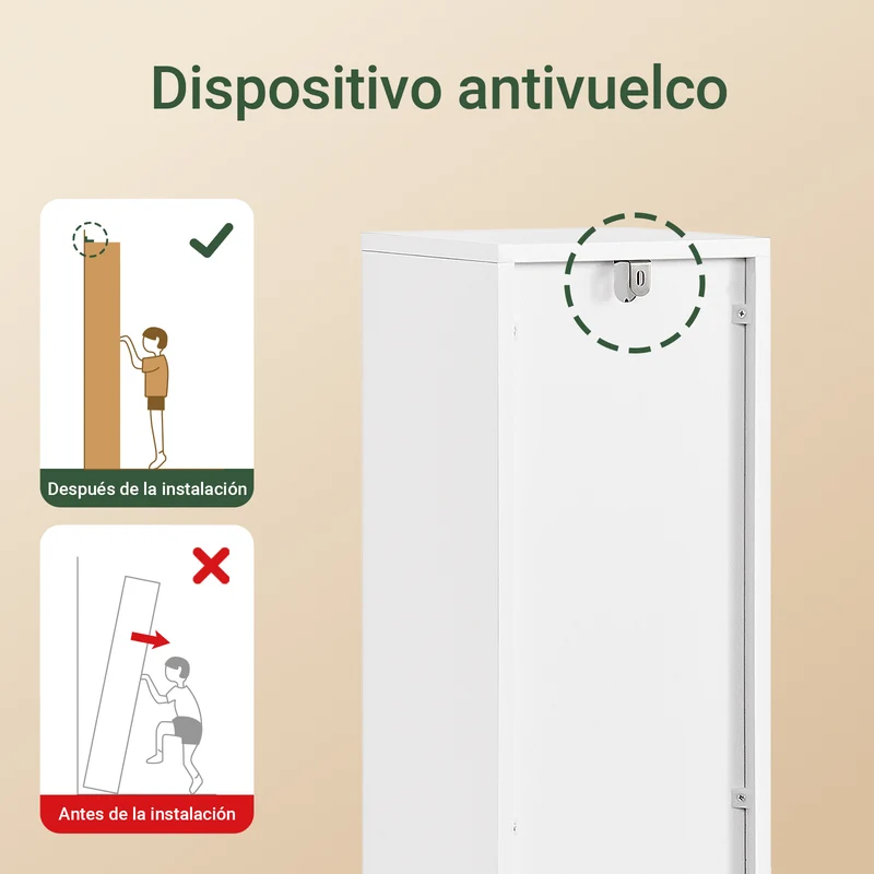 SoBuy BZR151-W Armario de Baño para Espacios Estrechos Blanco 20x96x20 cm