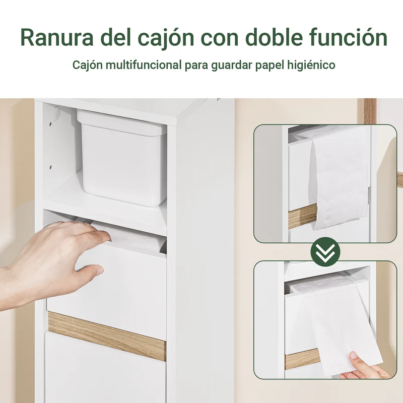 SoBuy BZR151-W Armario de Baño para Espacios Estrechos Blanco 20x96x20 cm