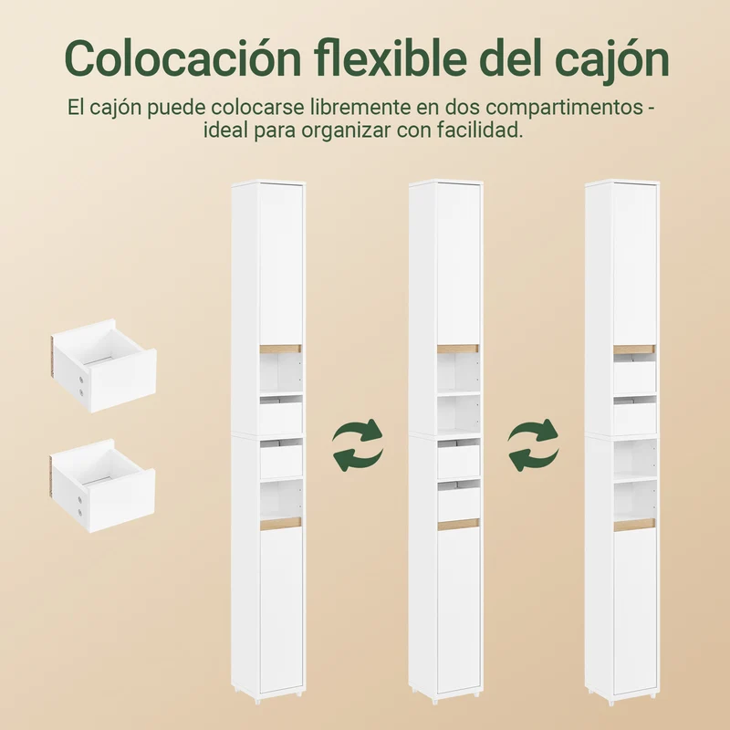 SoBuy BZR151-W Armario de Baño para Espacios Estrechos Blanco 20x96x20 cm