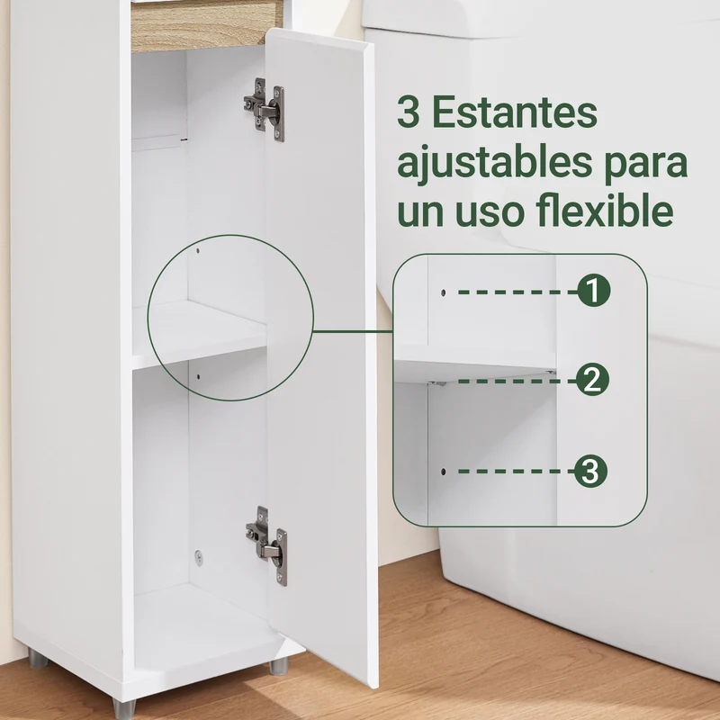 SoBuy BZR151-W Armario de Baño para Espacios Estrechos Blanco 20x96x20 cm