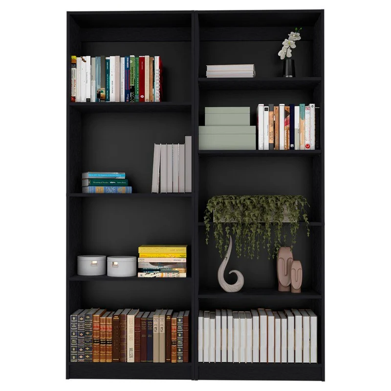 Combo de Bibliotecas Home, Wengue, Incluye Dos Bibliotecas sin Puerta