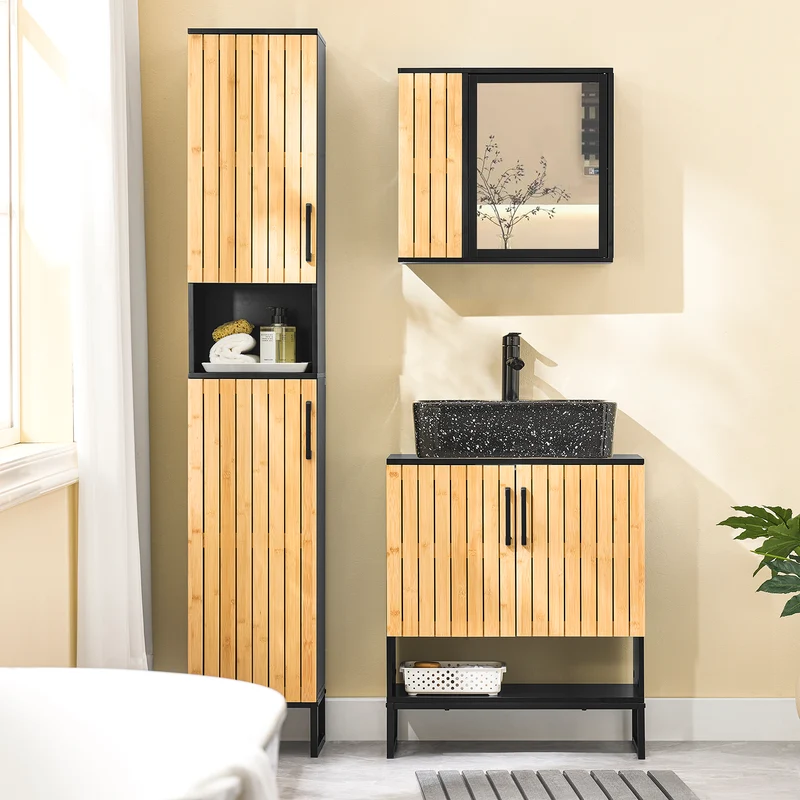 SoBuy BZR202-SCH Armario para debajo del Lavabo con Patas Metálicas 2 Puertas