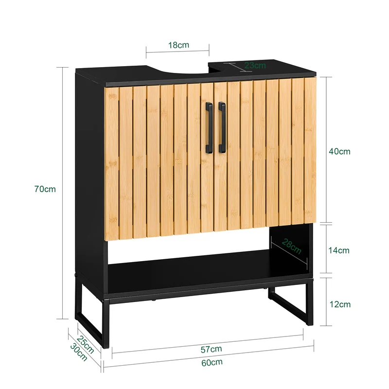 SoBuy BZR202-SCH Armario para debajo del Lavabo con Patas Metálicas 2 Puertas