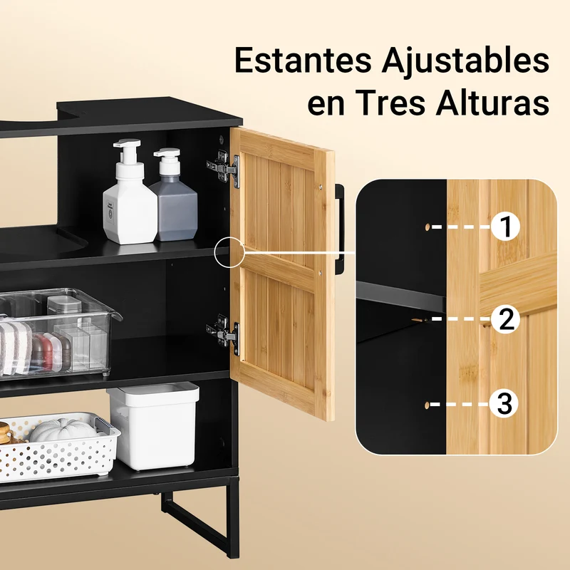 SoBuy BZR202-SCH Armario para debajo del Lavabo con Patas Metálicas 2 Puertas