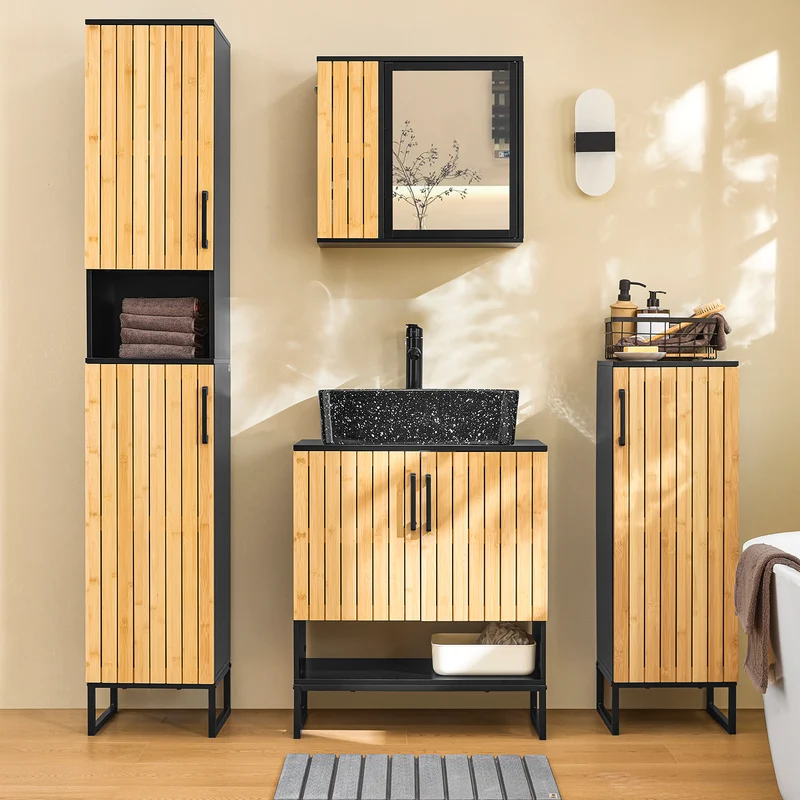 SoBuy BZR202-SCH Armario para debajo del Lavabo con Patas Metálicas 2 Puertas